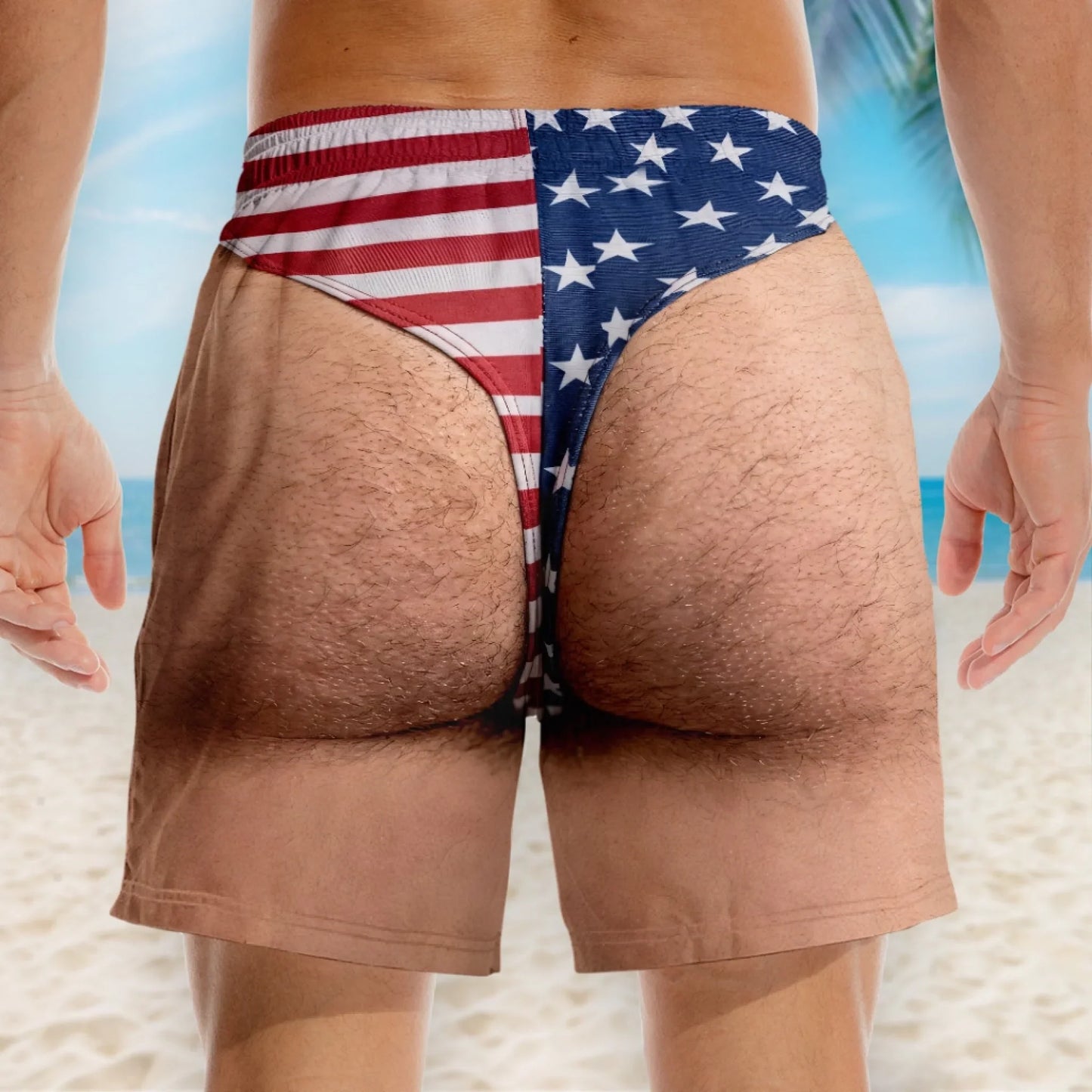 🔥50% OFF TODAY😂 Custom Funny Patriotic Swim Trunks for Men