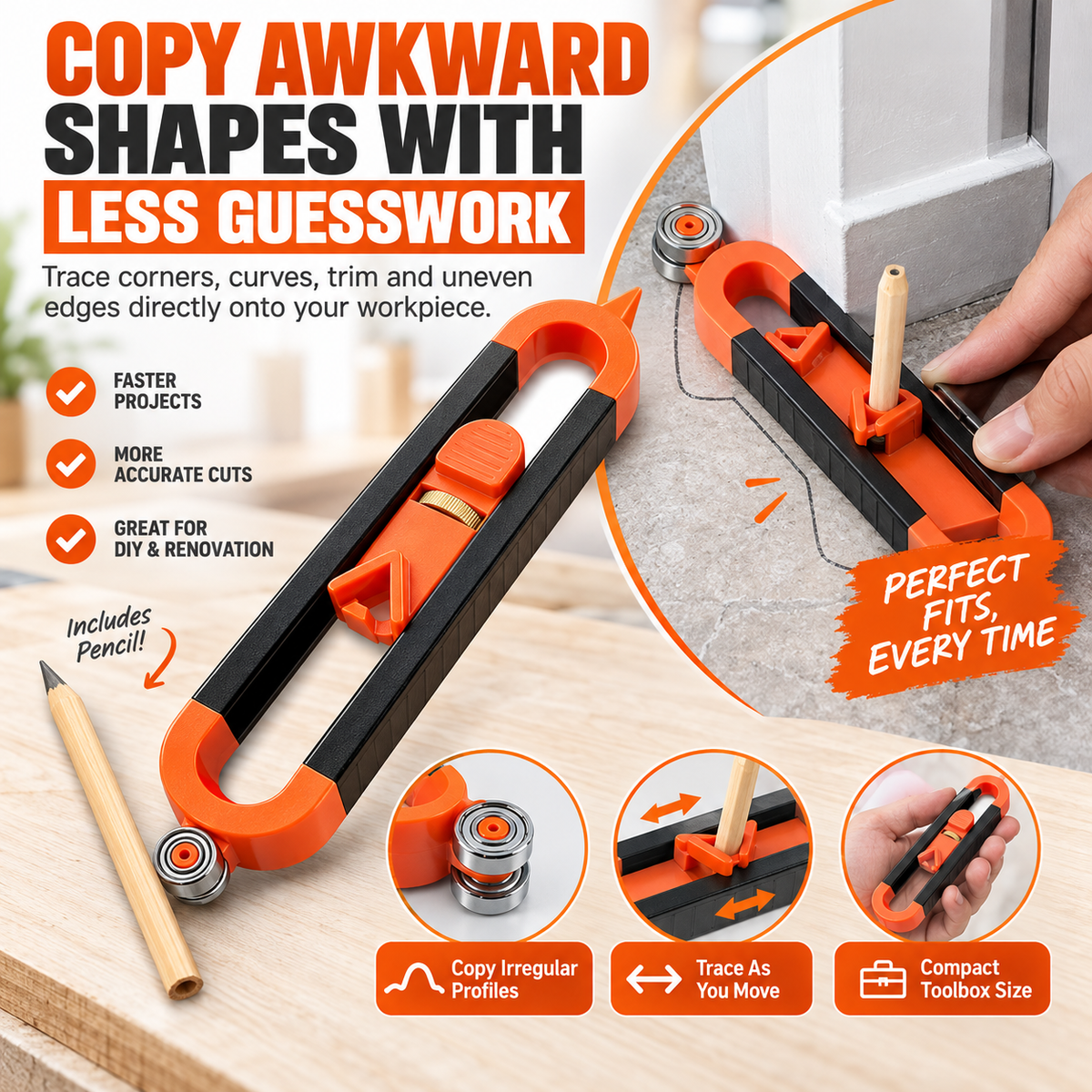 🏠Contour Gauge Scribe Tool with Lock and Pencil
