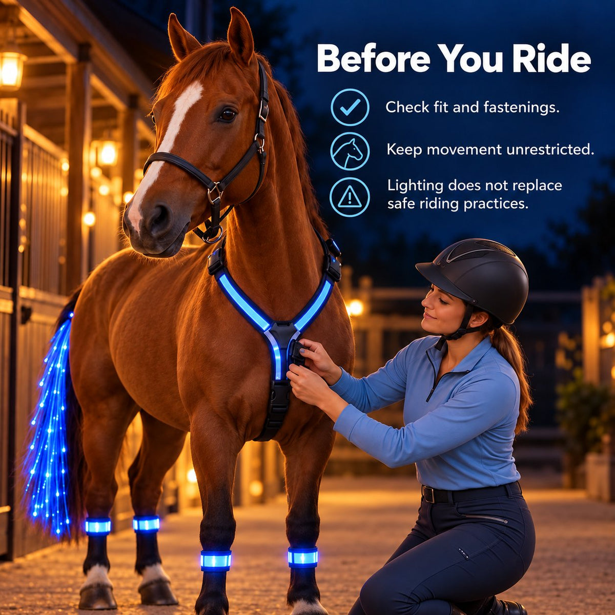 🐎 LED Horse Safety Light Set ✨ Stay Visible on Every Night Ride