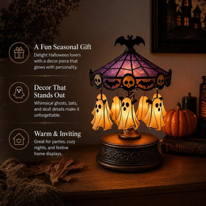 👻 Ghost Carousel Motion Night Light – Animated Halloween Glowing Yard Decor 🎃