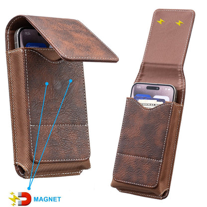 🏆 Last Day Special Price ! 🔥Waist Belt Cell Phone Pouch 📱 Multi-Pocket Leather Holster with Card Holder