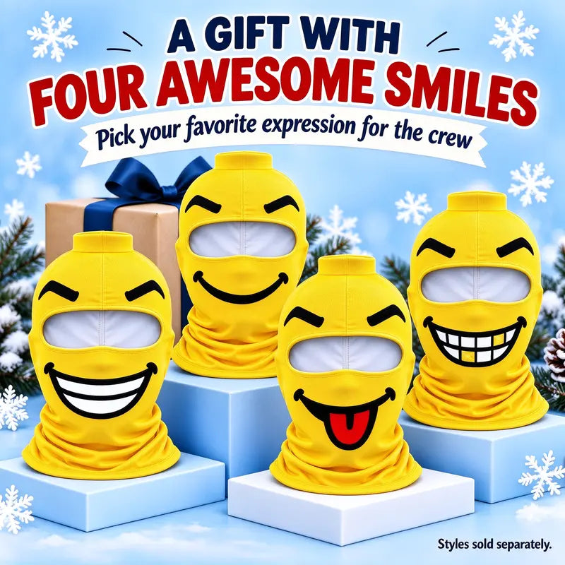 Four funny smiley ski mask styles