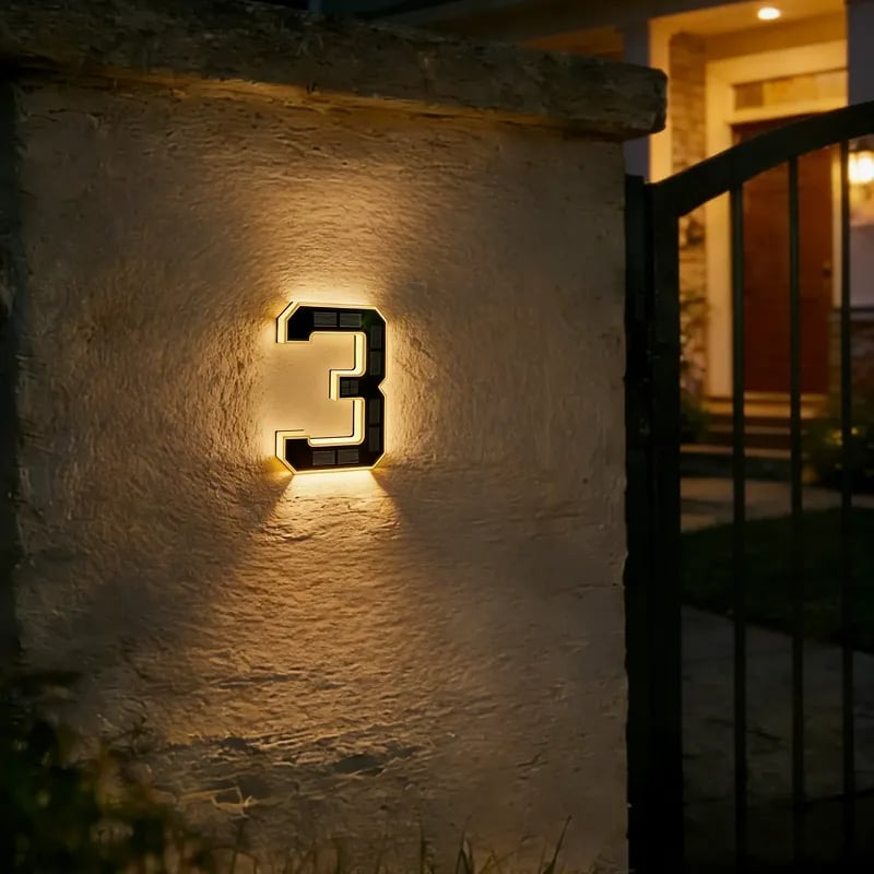 💡 Modern Solar Backlit Illuminated House Numbers | Wireless Dusk-to-Dawn Address Plaque 🏡