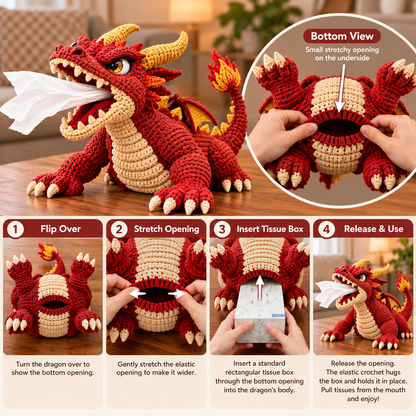 🐉 Fantasy Crochet Tissue Box Cover DIY Kit - Dragon & Lava Turtle 🧶