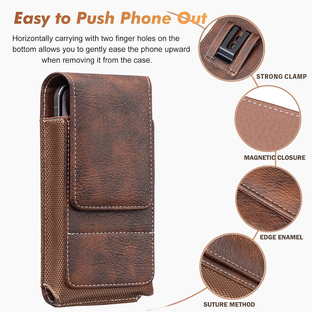 🏆 Last Day Special Price ! 🔥Waist Belt Cell Phone Pouch 📱 Multi-Pocket Leather Holster with Card Holder