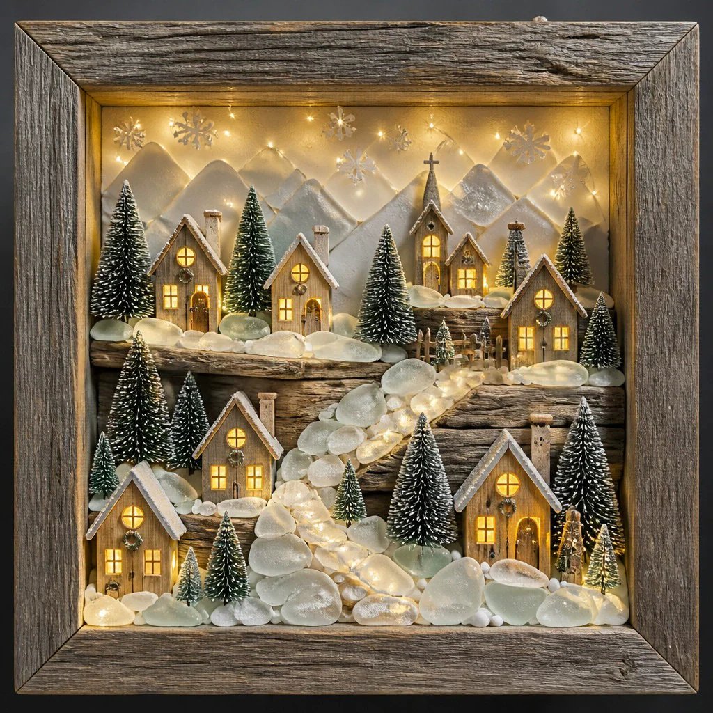 🎁Last Day 50% OFF -🔥💝Coastal Lighthouse Sea Glass Shadow Box Night Light