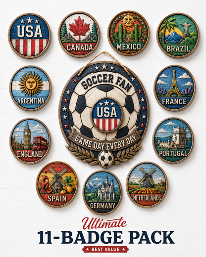 Magnetic Soccer Fan Door Sign with Interchangeable Country Badges ⚽🧲