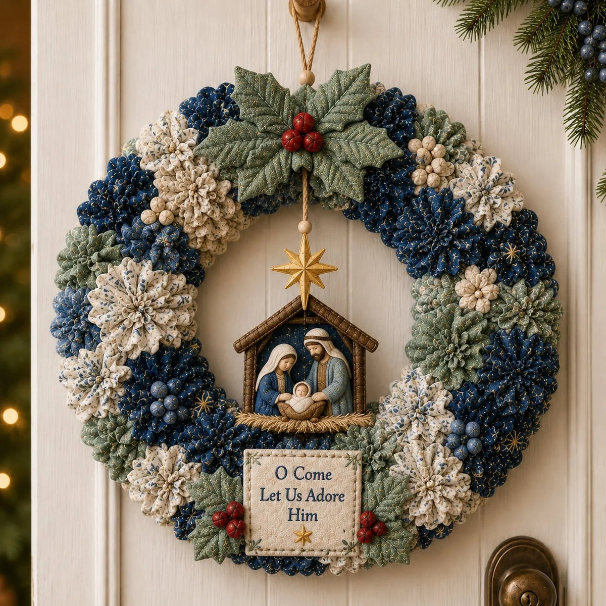 🏆Limited Time Sale 49% OFF🎄 DIY 3D Christmas Fabric Poke-Art Wreath Kit – Holiday Door Decor ✨
