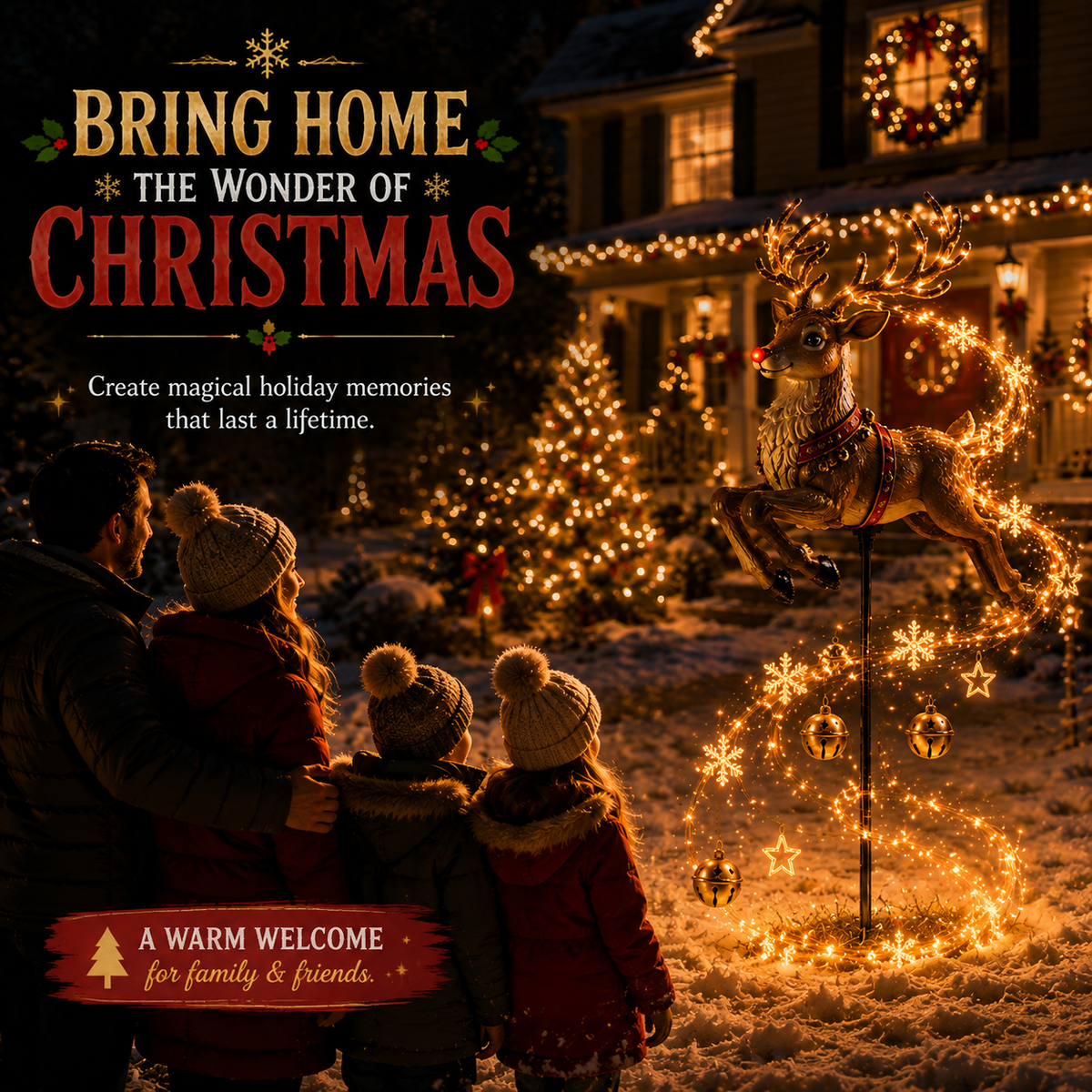 🎅Christmas Early Discount 49% Off🦌 Reindeer Magic Trail Garden Stake Light – Flowing Christmas Solar Yard Decor ✨