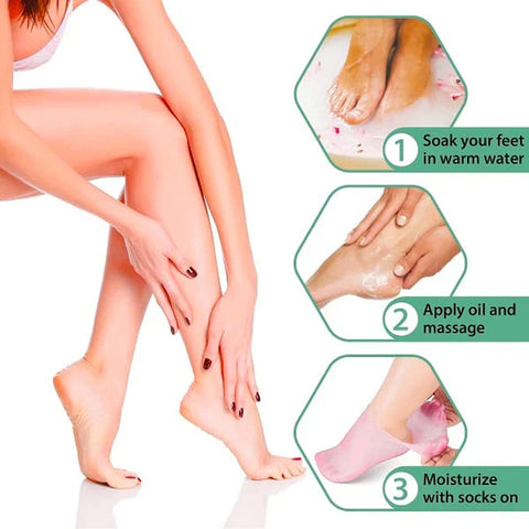 💗3-Pack Reusable Moisturizing Silicone Foot Mask Socks