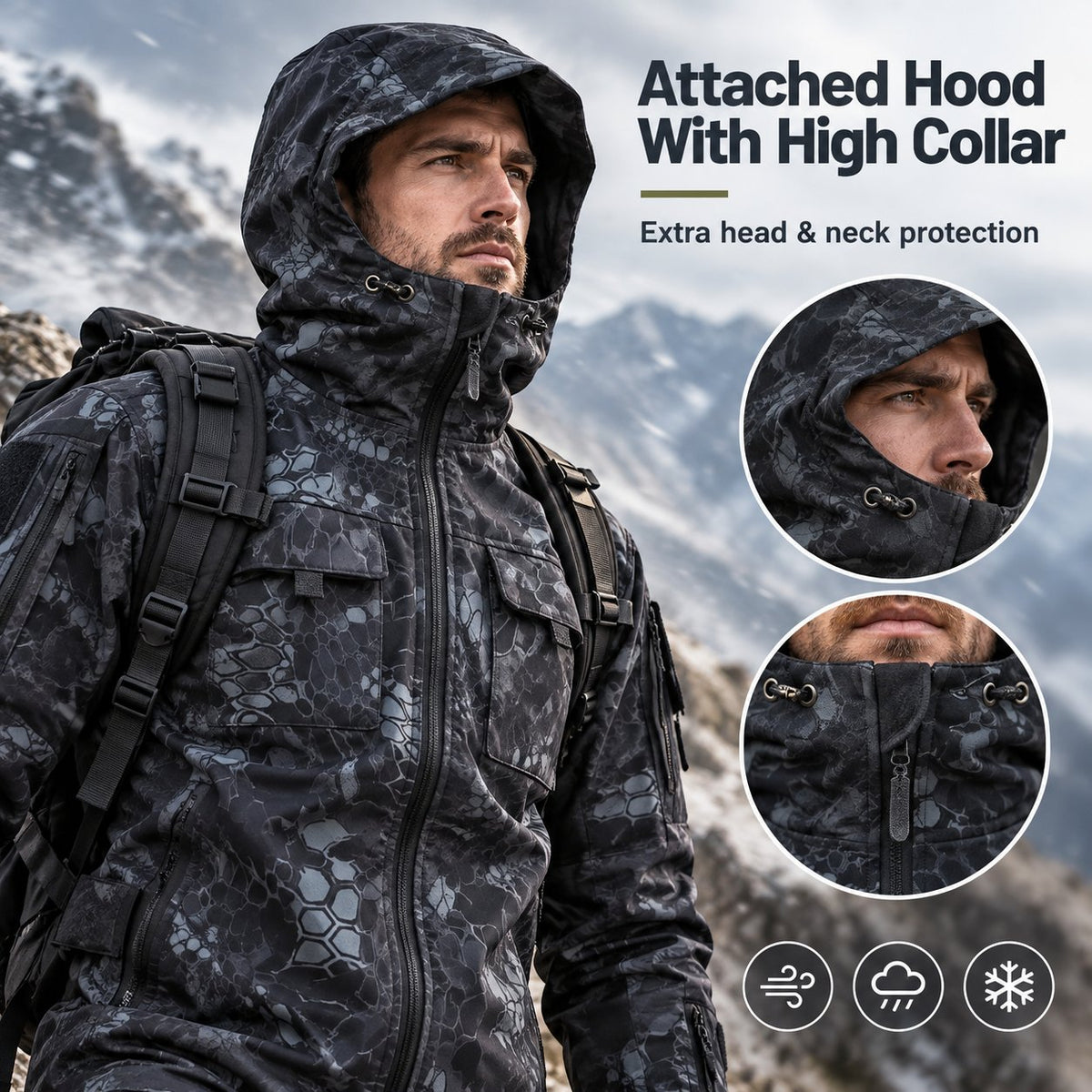 🏕️ Tactical Hooded Jacket with 9 Utility Pockets and Warm Fleece Lining