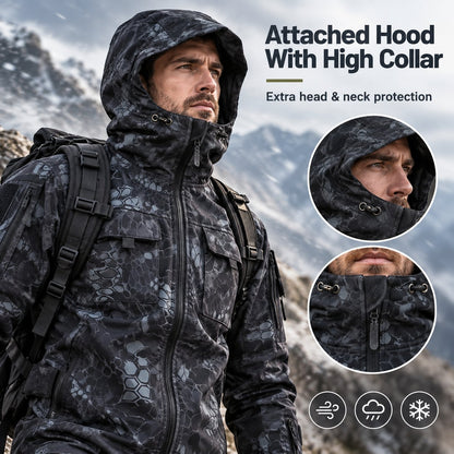 🏕️ Tactical Hooded Jacket with 9 Utility Pockets and Warm Fleece Lining