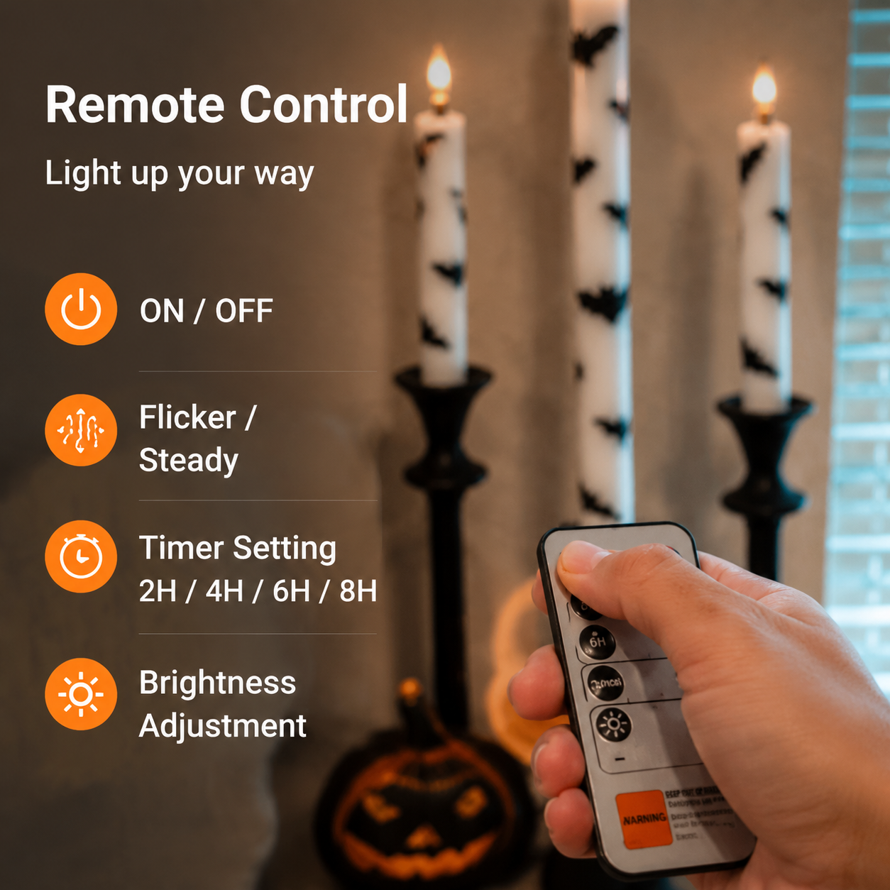 Halloween Flameless Taper Candles