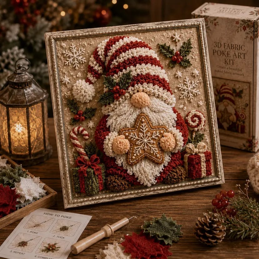 🎄3D Christmas Fabric Poke Art Kit – DIY Holiday Craft for Adults & Beginners