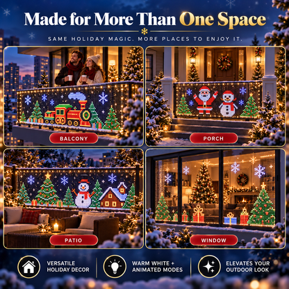 ✨ Smart App-Controlled RGB Pixel Christmas Curtain Lights with Animated Holiday Scenes 🎄