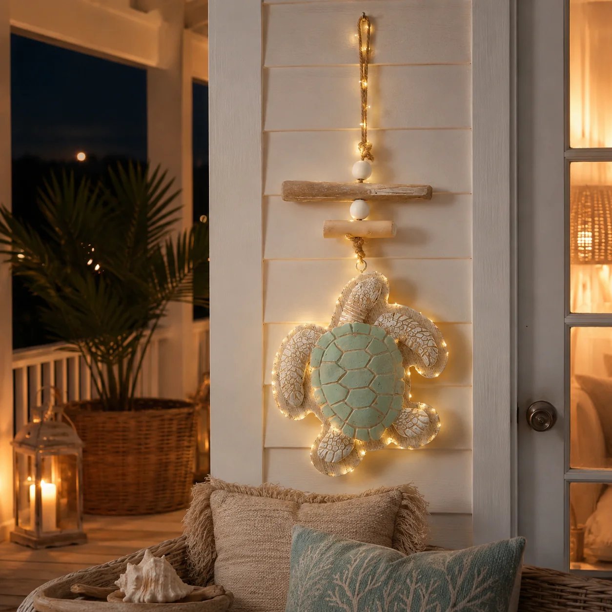 🐢✨ Glowing Sea Turtle Wall Art – Coastal Ocean Decor