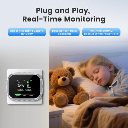 The new 2026 model portable environmental monitor is equipped with a high-definition display that shows temperature and humidity data.