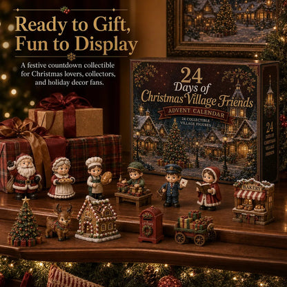 🎄 24 Days of Christmas Village Friends Advent Calendar – Miniature Holiday Town Set ✨