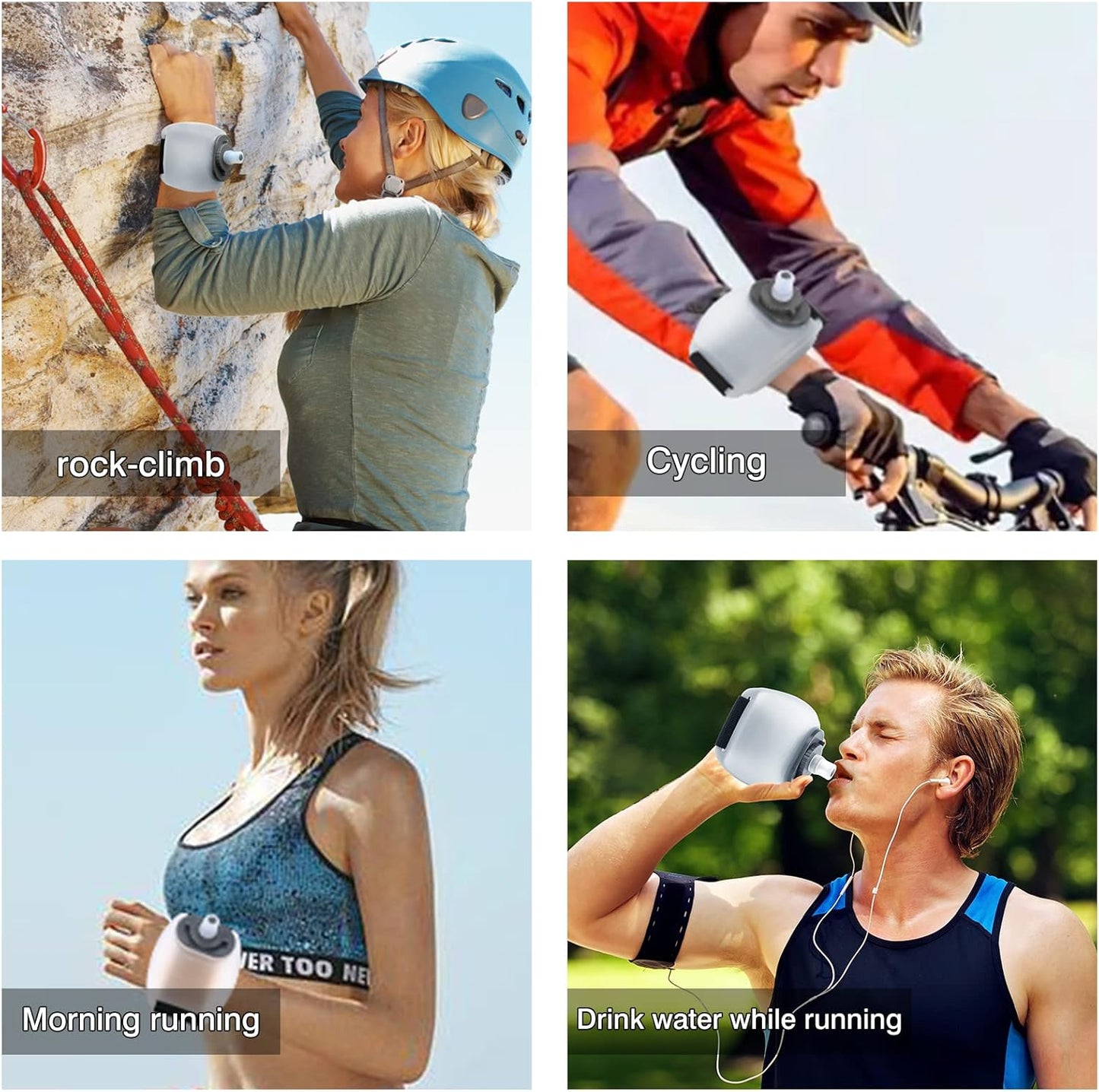 Sports Wrist Water Bottle, Running Wearable HandsFree Silicone 7 Oz Water Bottle, Portable Fitness Cycling Marathon Rock Climbing Sports Cup