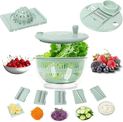 🥗 5-in-1 Salad Spinner Prep Bowl – Vegetable Washer & Slicer Set