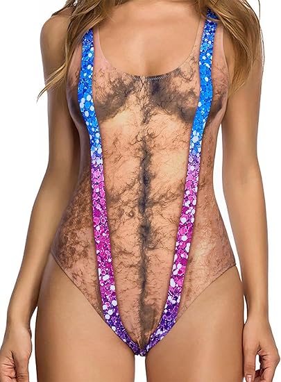 🔥Last Day 50% OFF ✨Funny Hairy Chest One Piece Swimsuit