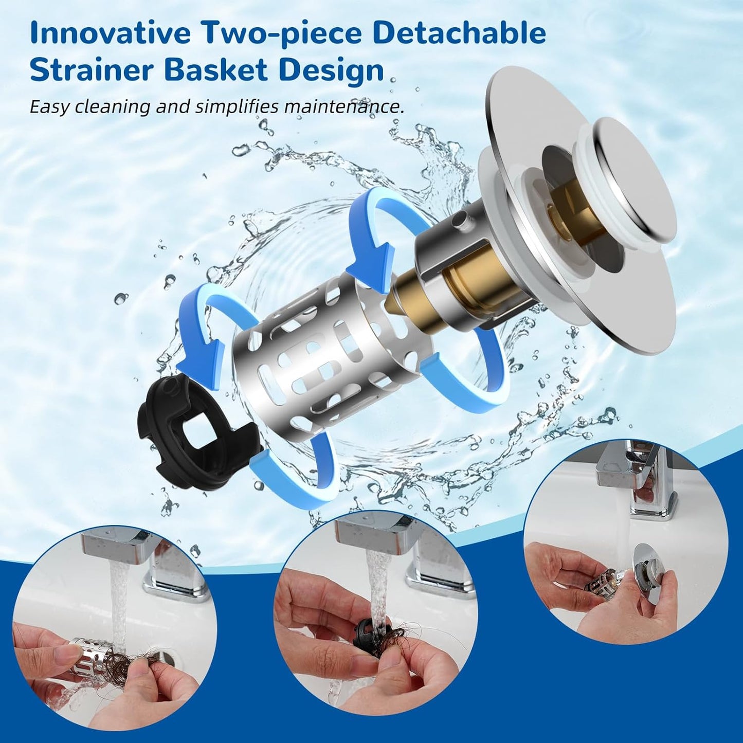 Universal Bounce-Back Bathroom Sink Stopper