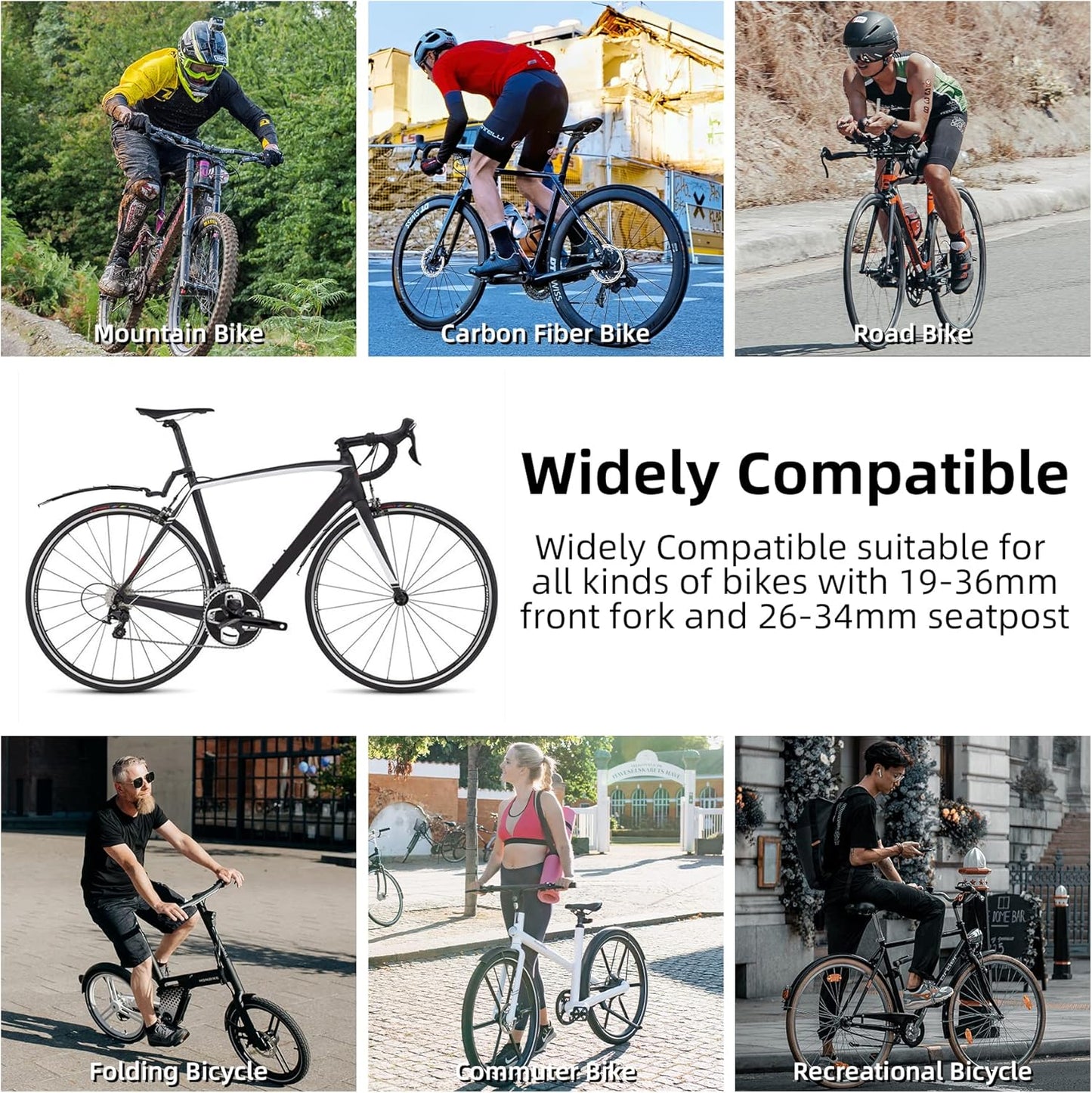 🚲 ROCKBROS Retractable Bike Mudguards - Adjustable Fender Set for MTB & Road Bikes - Instant Mud & Splash Protection