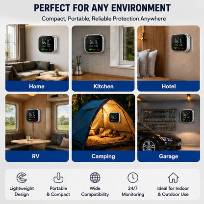 The new 2026 model portable environmental monitor is equipped with a high-definition display that shows temperature and humidity data.