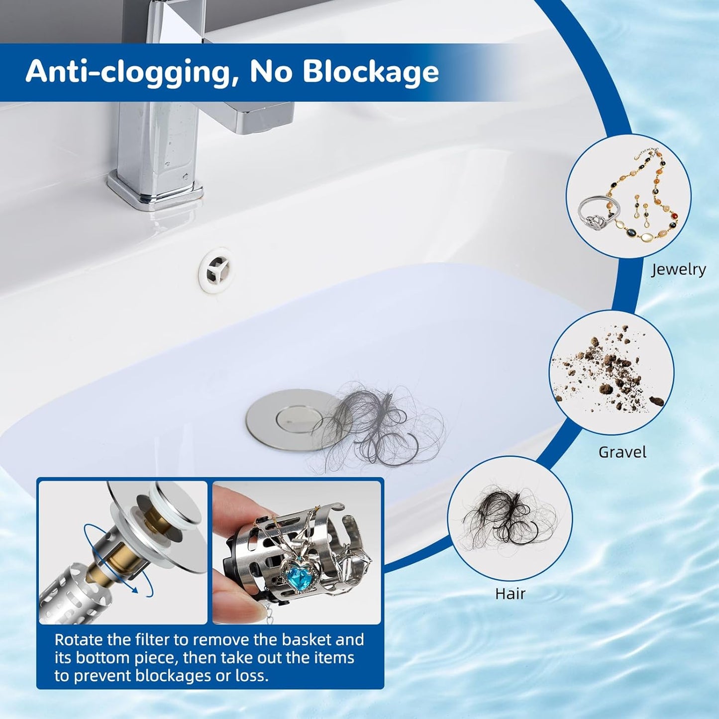 Universal Bounce-Back Bathroom Sink Stopper