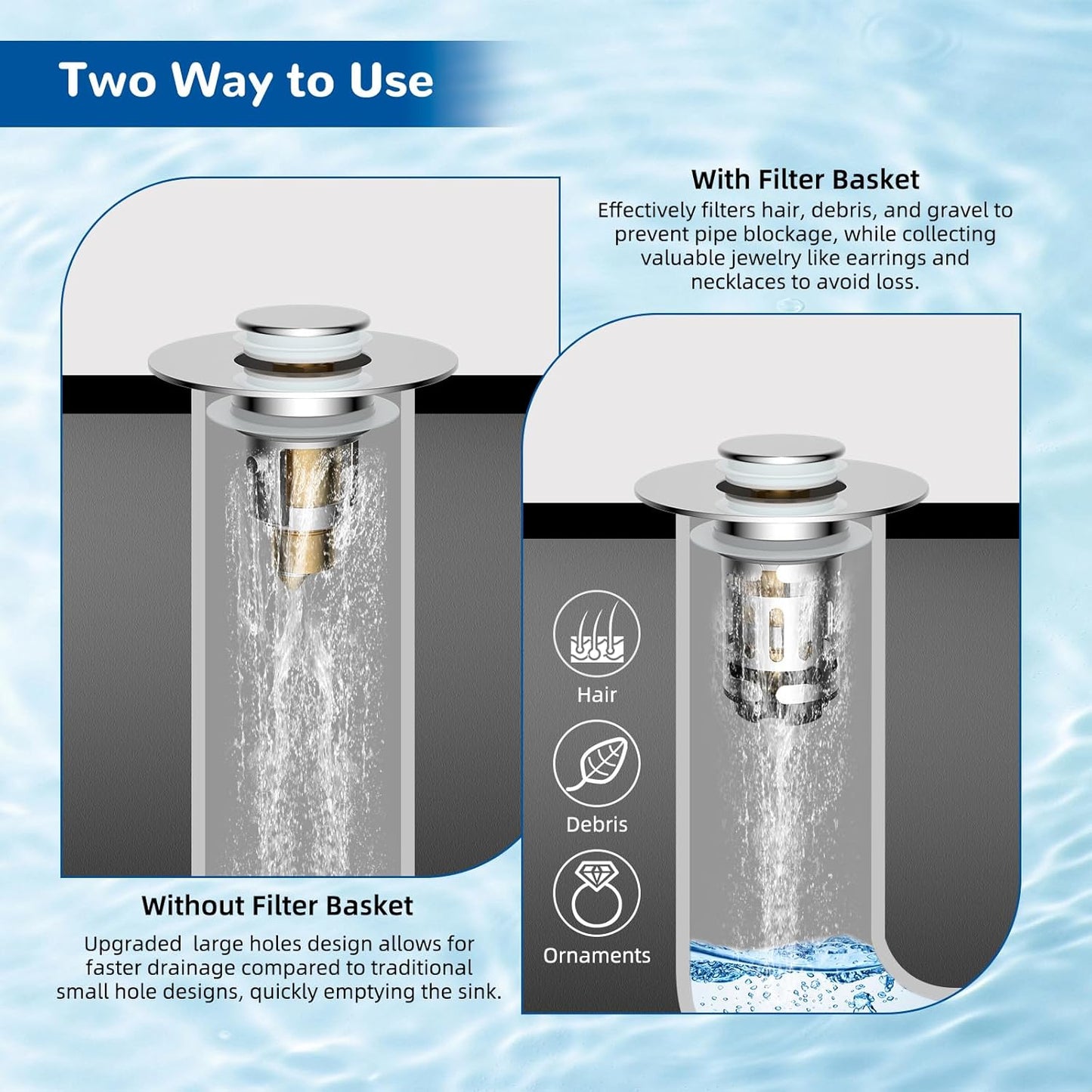 Universal Bounce-Back Bathroom Sink Stopper