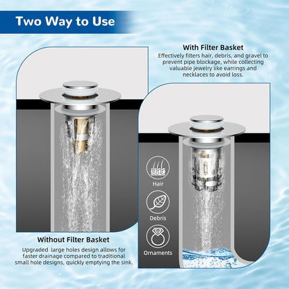 Universal Bounce-Back Bathroom Sink Stopper