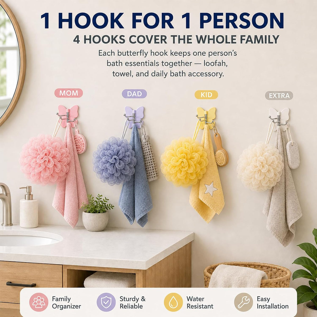 🦋 Buy 1 Get 1 Free 🎁 4-Piece Set of Rotating Butterfly-Shaped Hooks