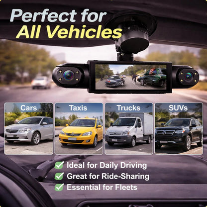 🚗 4-Channel 360° Dash Camera – Front, Rear, Side & Cabin Recording 🛡️