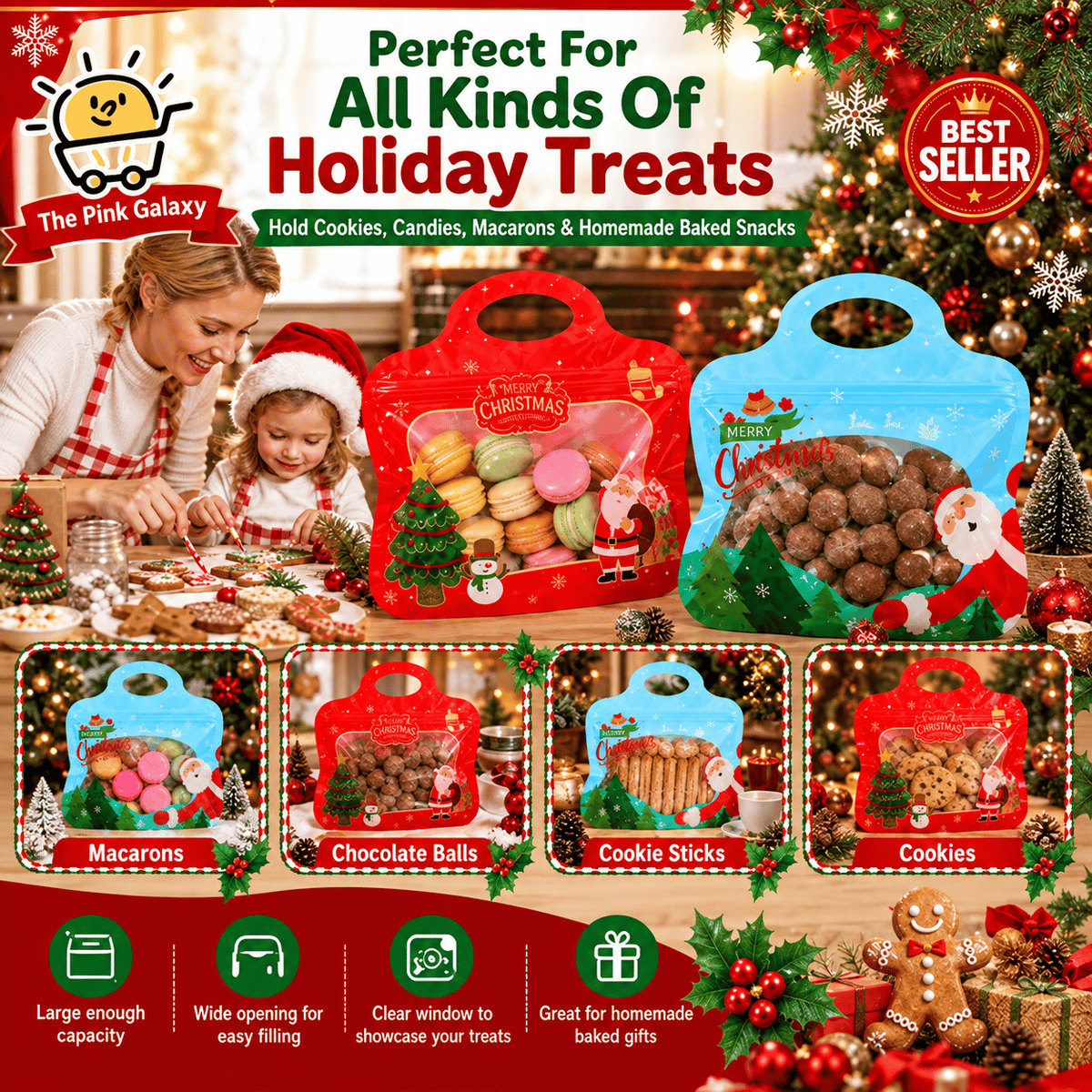 💖LAST DAY SALE 50% OFF!!🎁🎄 Christmas Self-Seal Treat Bags – Santa & Snowman Gift Bags 🎅