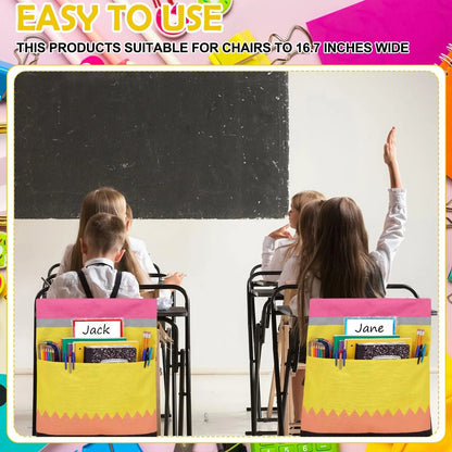 🎒 Classroom Chair Pocket Organizer – 17×19in Washable Seat Storage Pouch