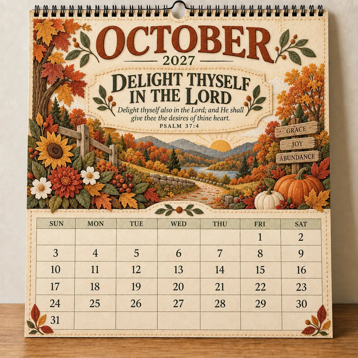 📖 2027 Psalms of Comfort & Strength Wall Calendar – 12-Month Scripture Art ✝️