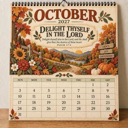 📖 2027 Psalms of Comfort & Strength Wall Calendar – 12-Month Scripture Art ✝️