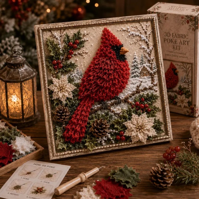 🎄3D Christmas Fabric Poke Art Kit – DIY Holiday Craft for Adults & Beginners