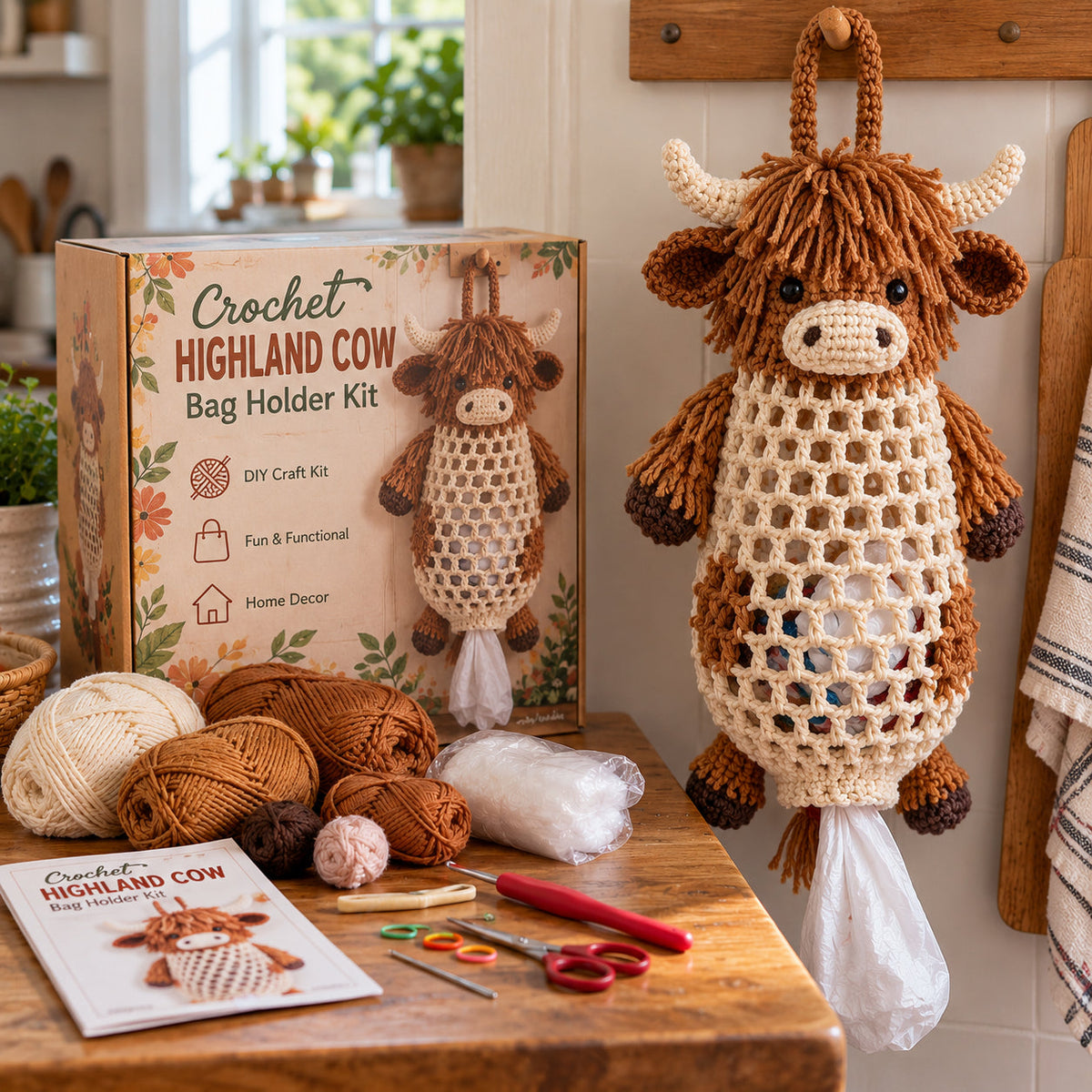 🧶 Crochet Animal Bag Holder DIY Kit ✨ Cute & Functional Hanging Storage Craft Kit