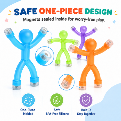 🧲 10-Pack Magnetic Bendy Figure Fidget Toys with Metal Storage Tin 🌈