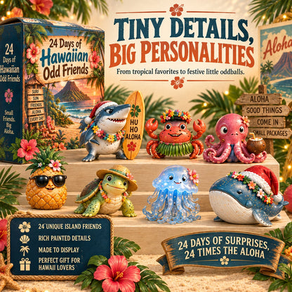 🌺 24 Days of Hawaiian Odd Friends Advent Calendar | Tropical Christmas Figurine Set 🏝️