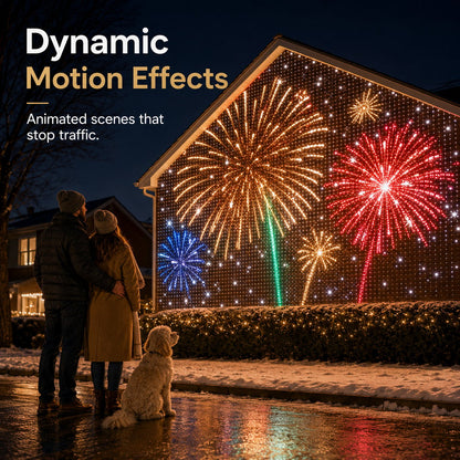 🏡 Architectural Dynamic Mesh Christmas Wall Light – Outdoor Animated Facade Display ✨