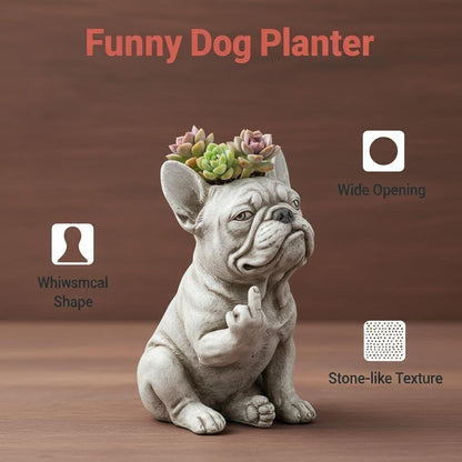 🐶 Funny Bulldog Planter – Cute Resin Plant Pot & Desk Decor