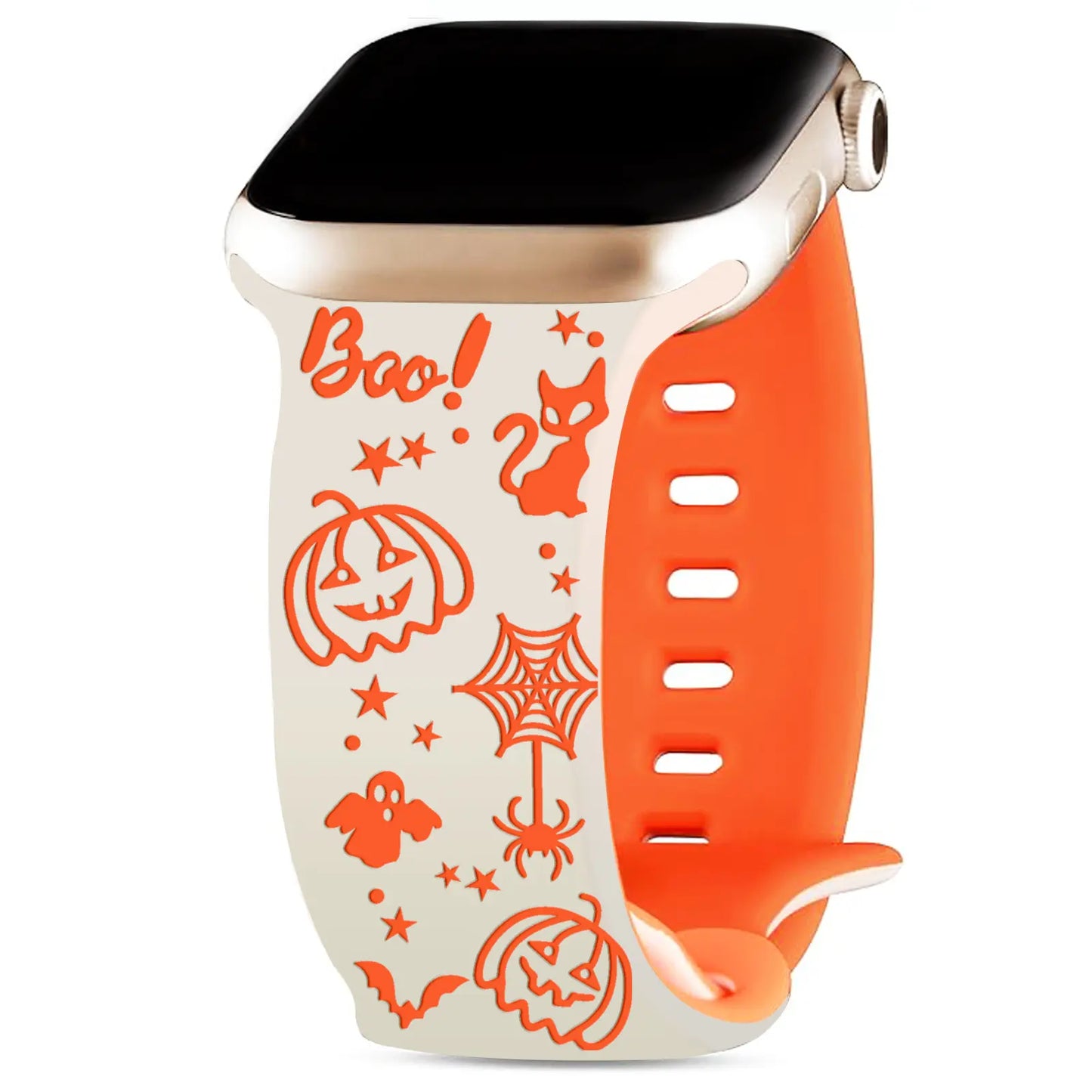 🎃 Halloween Engraved Silicone Watch Band with Butterfly Buckle 👻