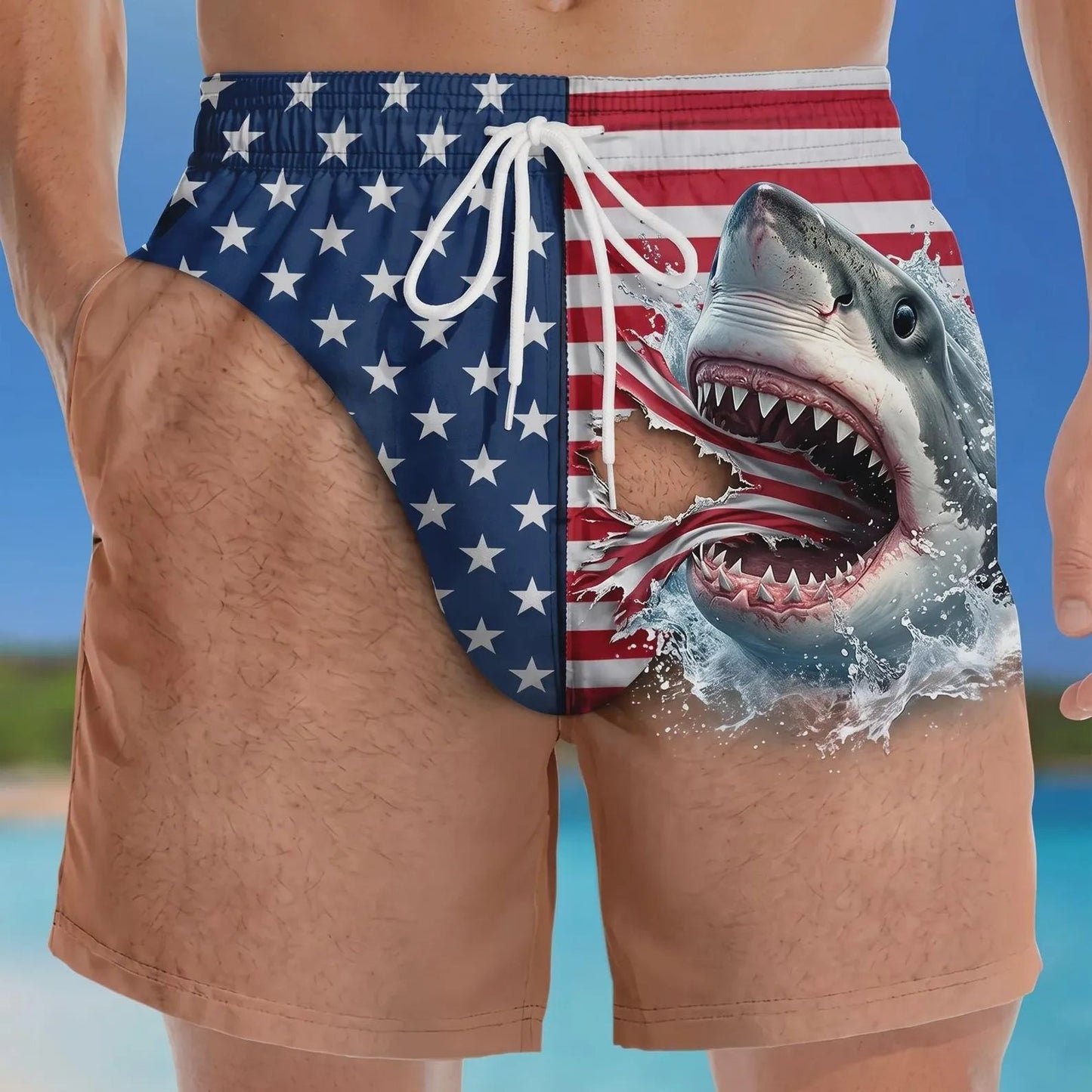 🏖️ Mens Quick Dry Printed Swim Shorts Trunks with Mesh Lining and Drawstring 🌊