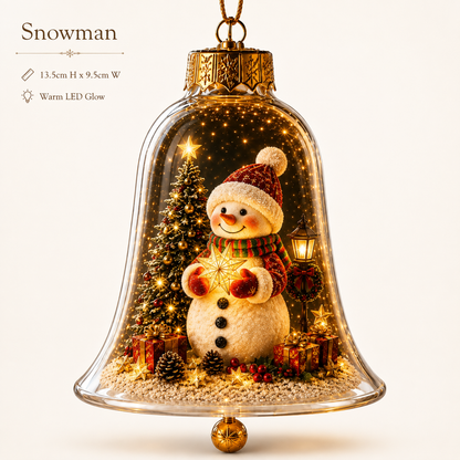 🎄 Christmas Bell Hanging Ornament with Miniature Scene – 3D Storybook Holiday Baubles 🔔