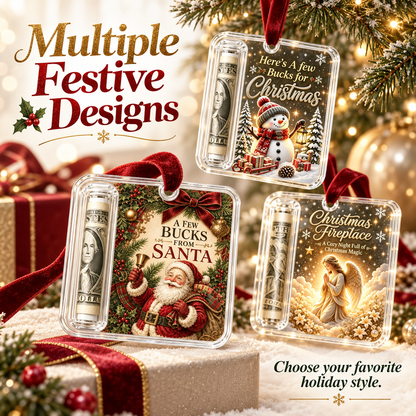 🎄 Christmas Cash Holder Acrylic Ornament – Tree Hanging Money Gift Keepsake ✨