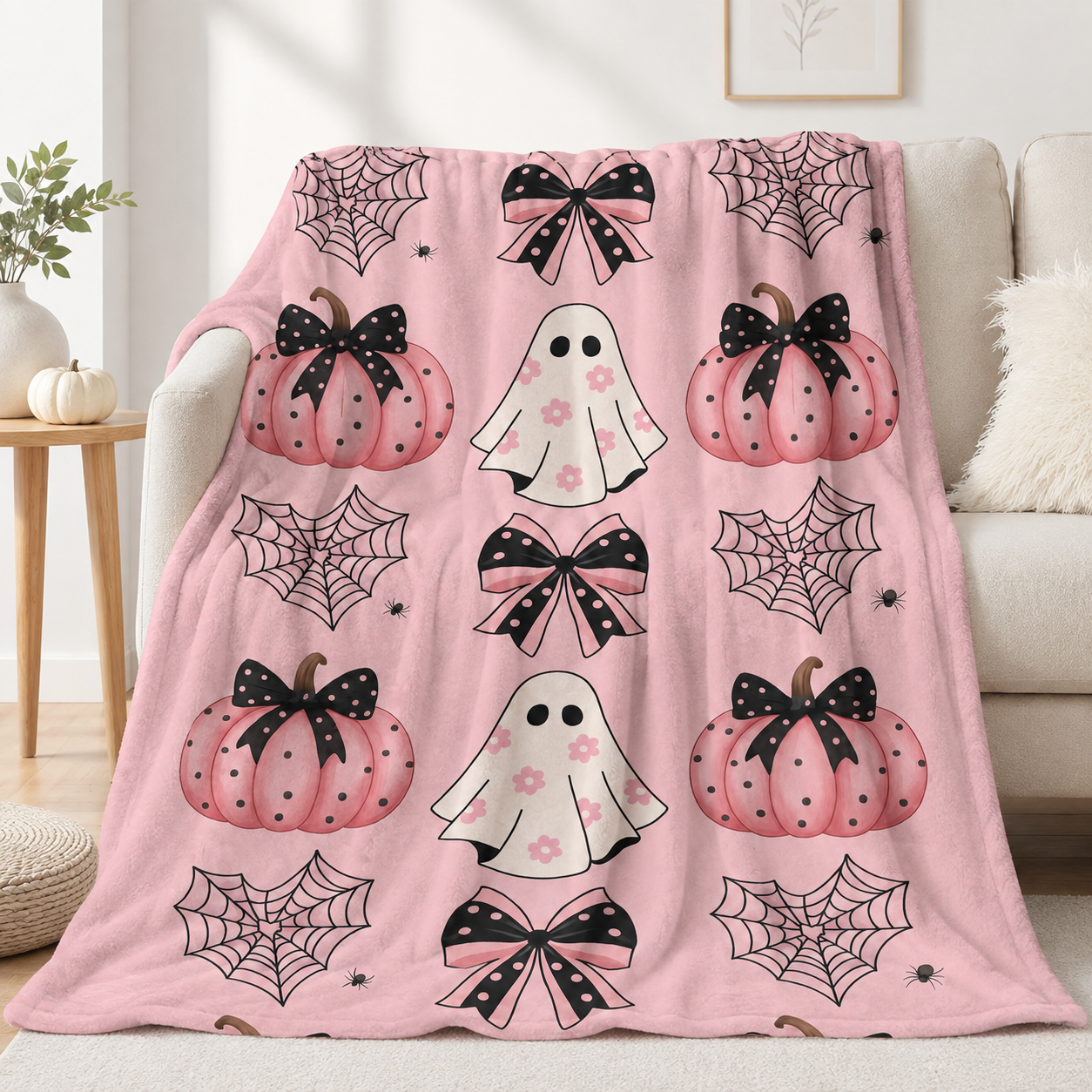 🎃 Halloween Autumn Printed Flannel Throw Blanket for Sofa & Bed 🍂