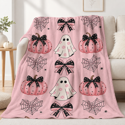 🎃 Halloween Autumn Printed Flannel Throw Blanket for Sofa & Bed 🍂
