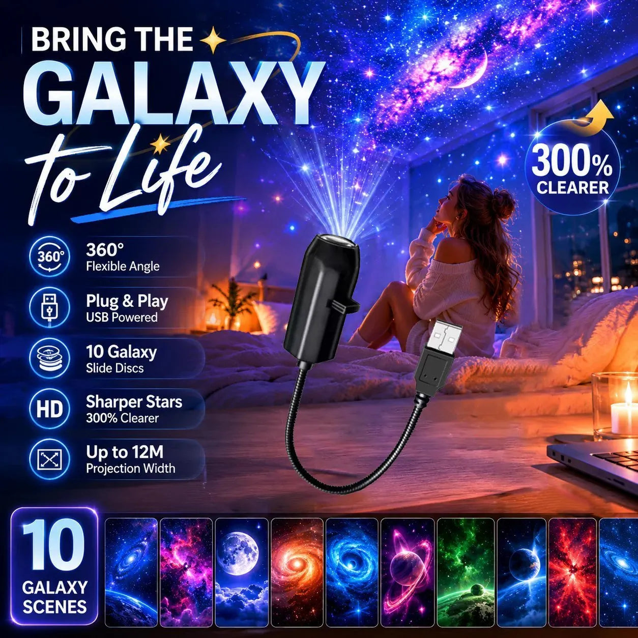 ✨ Plug-and-play HD Star Sky Projector